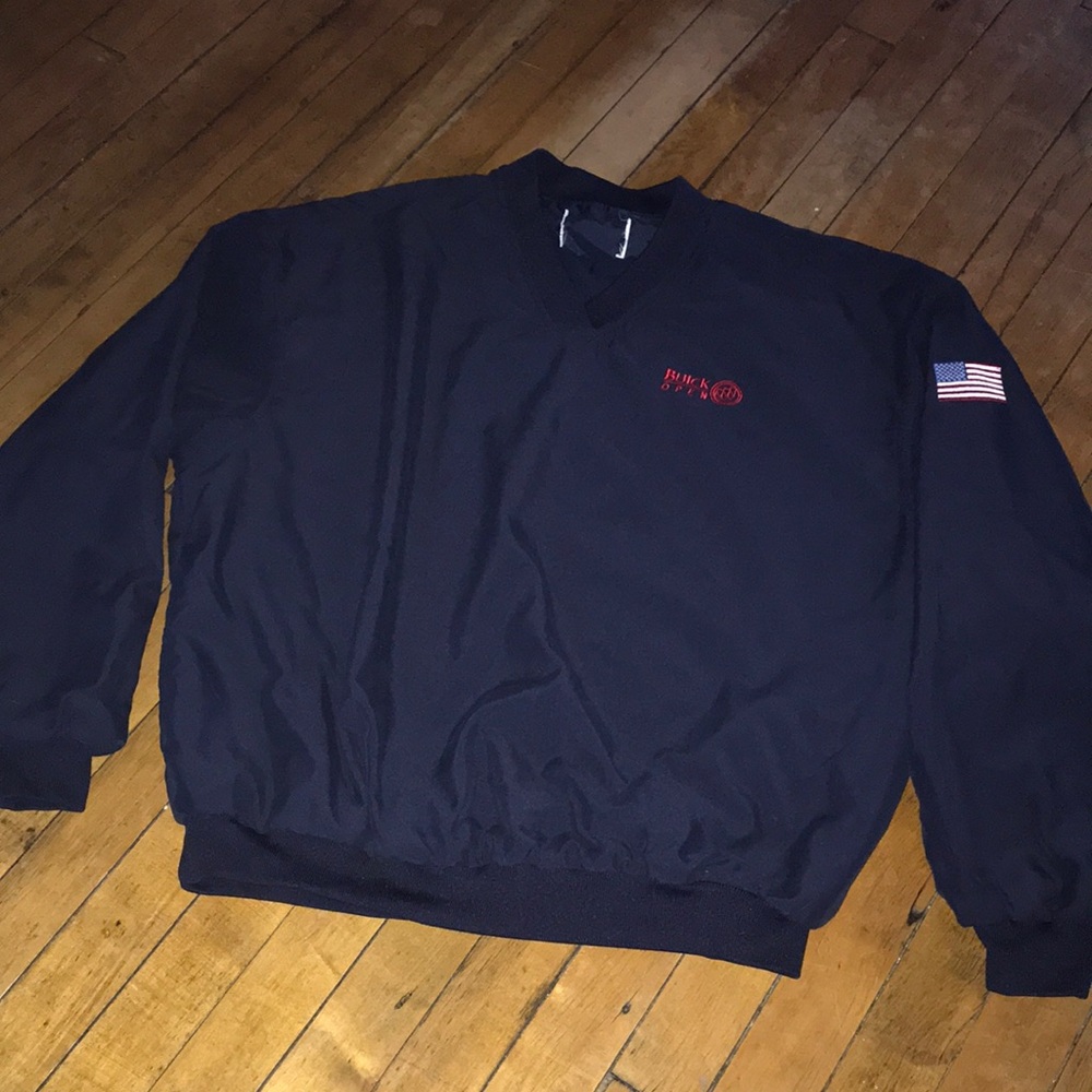 Navy Men's Lightweight Pullover Jacket with Flag Patch‎
